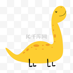 恐龙几个图片_卡通可爱黄色长脖龙恐龙插画