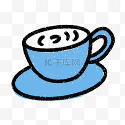 蓝色交杯酒插画图片_卡通夏季蓝色咖啡杯