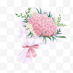 花卉彩铅粉色绣球