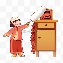 打扫房子图片_新年春节打扫房子做家务打扫女孩