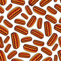 卡通外卖图片_无缝的烤热狗图案适用于快餐设计