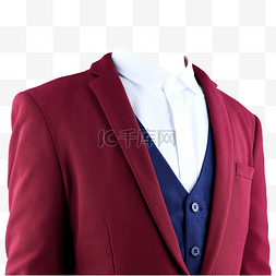 红西装无领带白衬衫摄影图