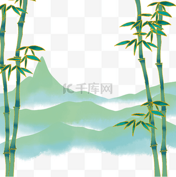 竹子山水画图片_竹子山水画素材_竹子山水画高清图片_摄图网图片下载