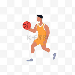 手绘篮球运动员图片_卡通手绘运动打篮球运动员