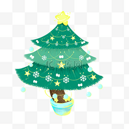 圣诞树梦幻雪花图片_圣诞节＋绿色＋肌理＋圣诞树星星