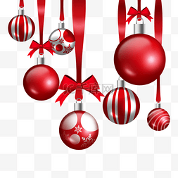 圣诞装饰红色球图片_圣诞球圣诞装饰红色丝带