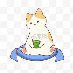 小喵咪图片_坐着喝奶茶的小喵咪