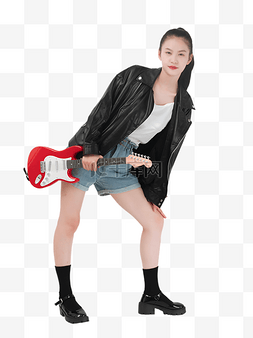 手拿吉他摇滚女孩人物