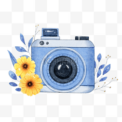 水彩花卉照相机