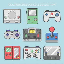 游戏选项按钮图片_视频游戏主题操纵杆控制器。