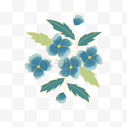 蓝色花朵素材图片_蓝色花朵汉服纹样