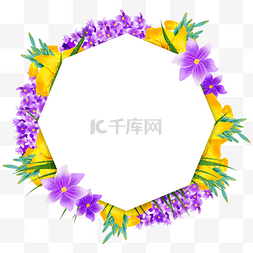 紫色花卉边框图片_水彩风信子百合花卉边框美丽