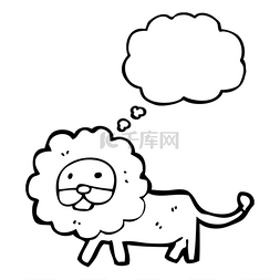 手绘卡通白色云朵图片_可爱的狮子