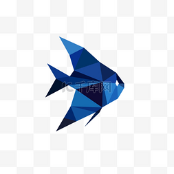 宽大的蓝色低聚抽象鱼