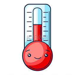 华氏温度计图片_可爱的卡哇伊温度计的插图。