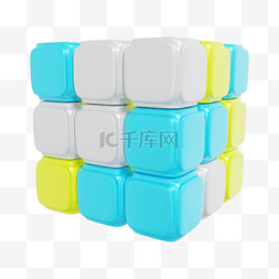 魔方立体图片_3DC4D立体彩色魔方方块