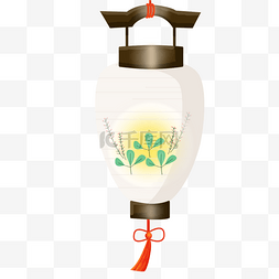 白色花纹灯笼图片_日本盂兰盆节蝴蝶结盆提灯