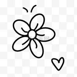 可爱花瓣图片_线稿涂鸦黑色可爱花瓣