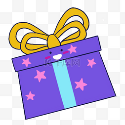 蓝色星星卡通标签图片_蓝紫色系生日组合笑脸礼盒