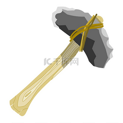 伞上的绳子图片_在白色背景上的原始石斧。