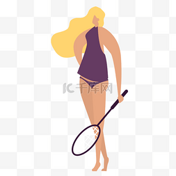 羽毛球运动金色长发比基尼女孩