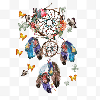 魅力波西米亚水彩花卉捕梦网