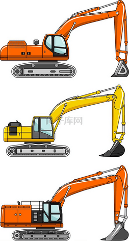 矢量图机械图片_挖掘机。重型施工机械。矢量图