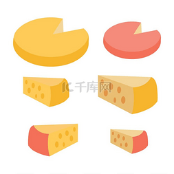 切达奶酪图片_一组不同的奶酪类型。