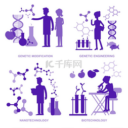 生物实验矢量图片_细节人物男性女性科学家通过显微