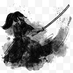 武士刀图片_日本武士挥武士刀水墨风格