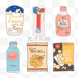 日韩风格创意背景图片_日韩零食小吃甜点套图