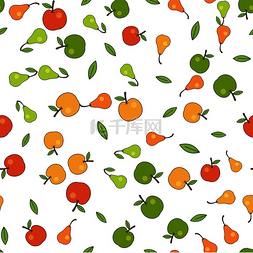 苹果屏保壁纸图片_背景上有苹果、五颜六色的梨和绿