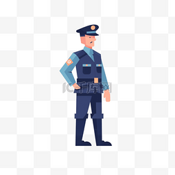 卡通手绘职业人物警务人员