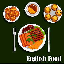 柠檬茶菜单图片_传统的英式午餐午餐，包括烤牛肉