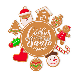 圣诞节老人图标图片_圣诞老人姜饼男人和女人矢量的饼