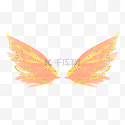 橙黄抽象笔刷光效翅膀