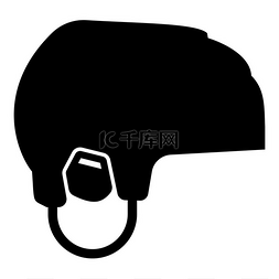 冰球头盔图标黑色矢量插图平面风