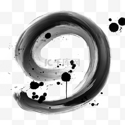 水彩黑色质感图片_圆形抽象飞溅油漆刷水彩质感