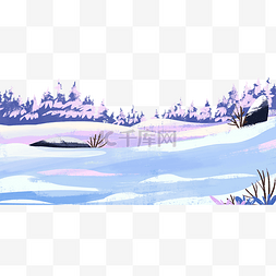 冬季风景雪地树丛