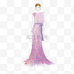 紫色长裙婚礼服