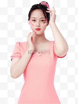 头戴鲜花美女图片_鲜花妆容美女人物