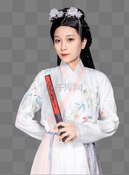 古风人物人物图片_汉服女性手拿扇子