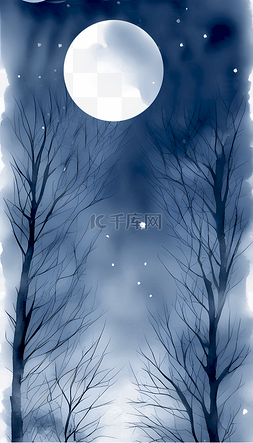 美景圆形图片_银灰色的月光