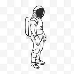 太空宇航员手绘图片_黑白线描航天宇航员