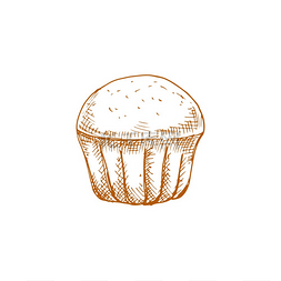 一个烤面包图片_纸杯蛋糕独立手绘草图矢量糕点食