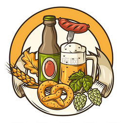 十月啤酒节图片_啤酒节或慕尼黑啤酒节的徽章。