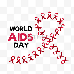 红色带拼接图案世界艾滋病日