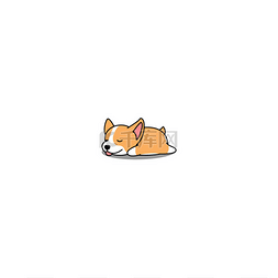 可爱的Welsh corgi小狗睡眠卡通图标