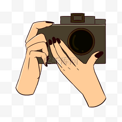 拍照摄影手势图片_手持老式灰色相机拍照