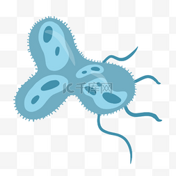 蓝色可爱简约形状卡通病毒细菌